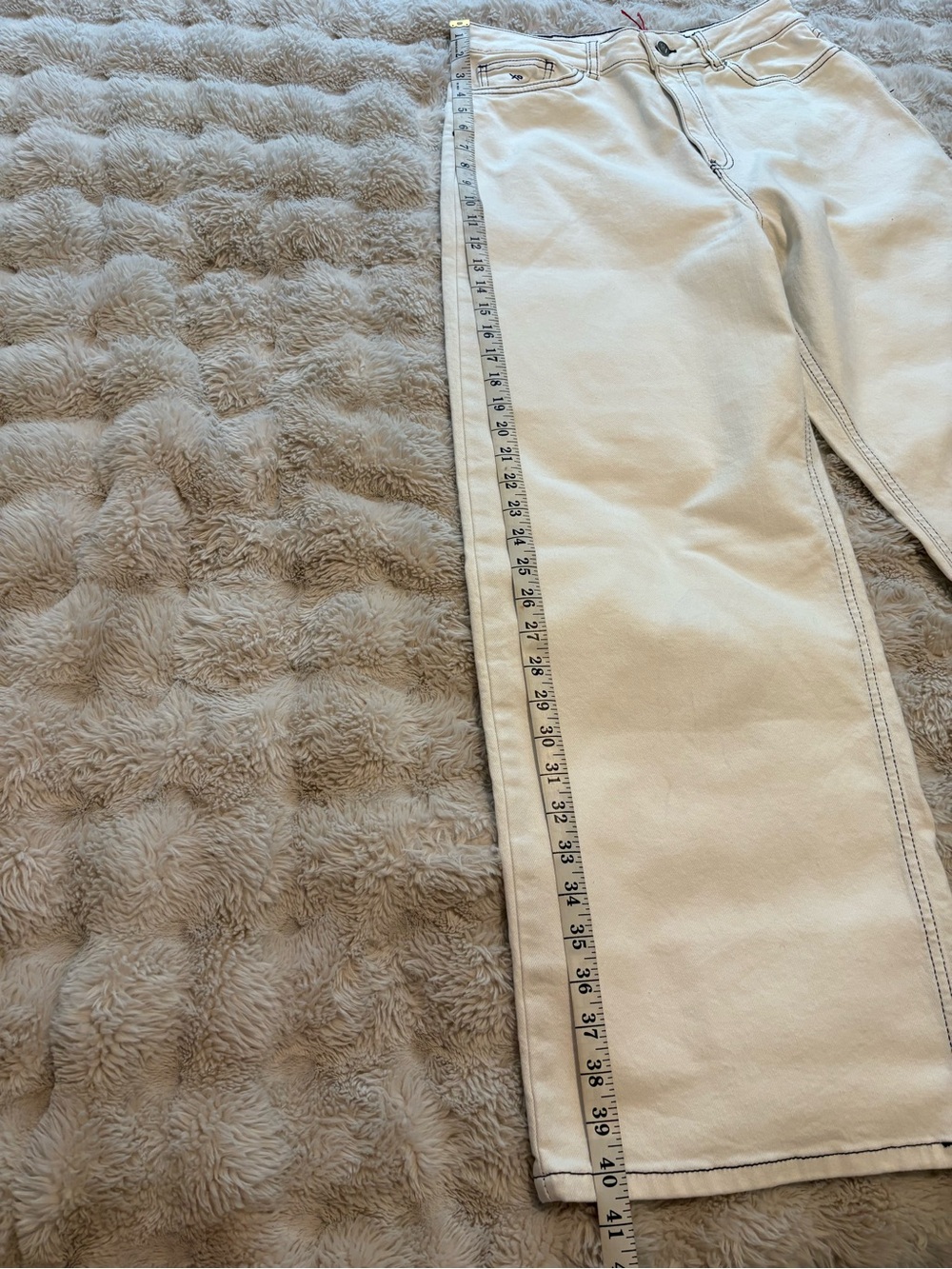 Frances Valentine Ace Wide-Leg High-Rise Women’s Jeans - Cream Size 12 - Picture 15 of 16